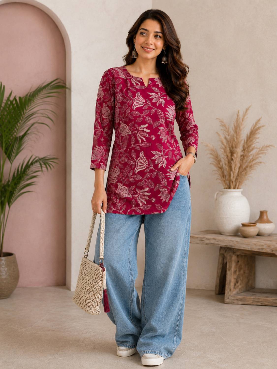 CHARVISCHOICE Women Floral Print, Printed Tunic Kurta