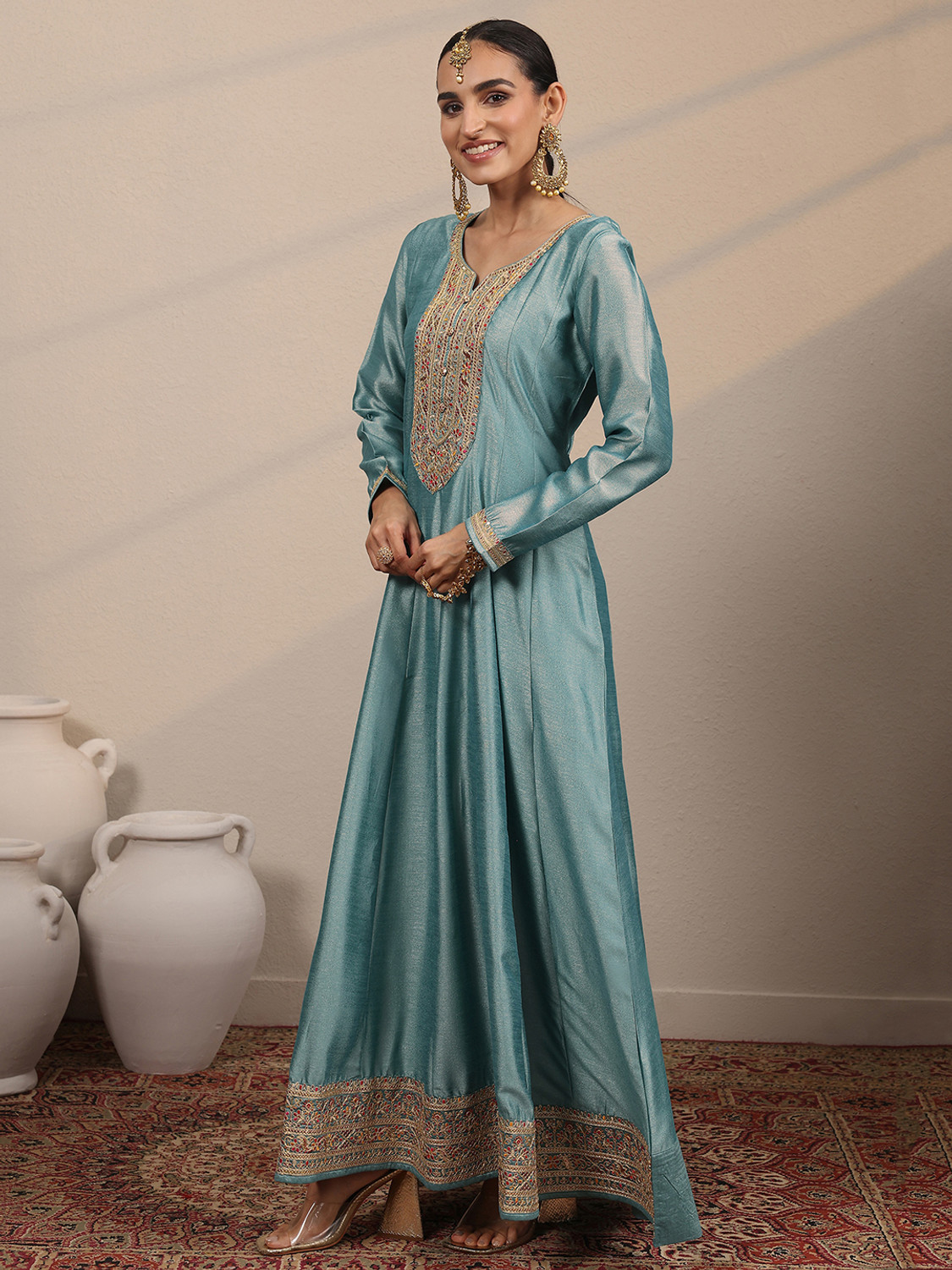 Image of LIBAS Women Embroidered A-line Kurta
