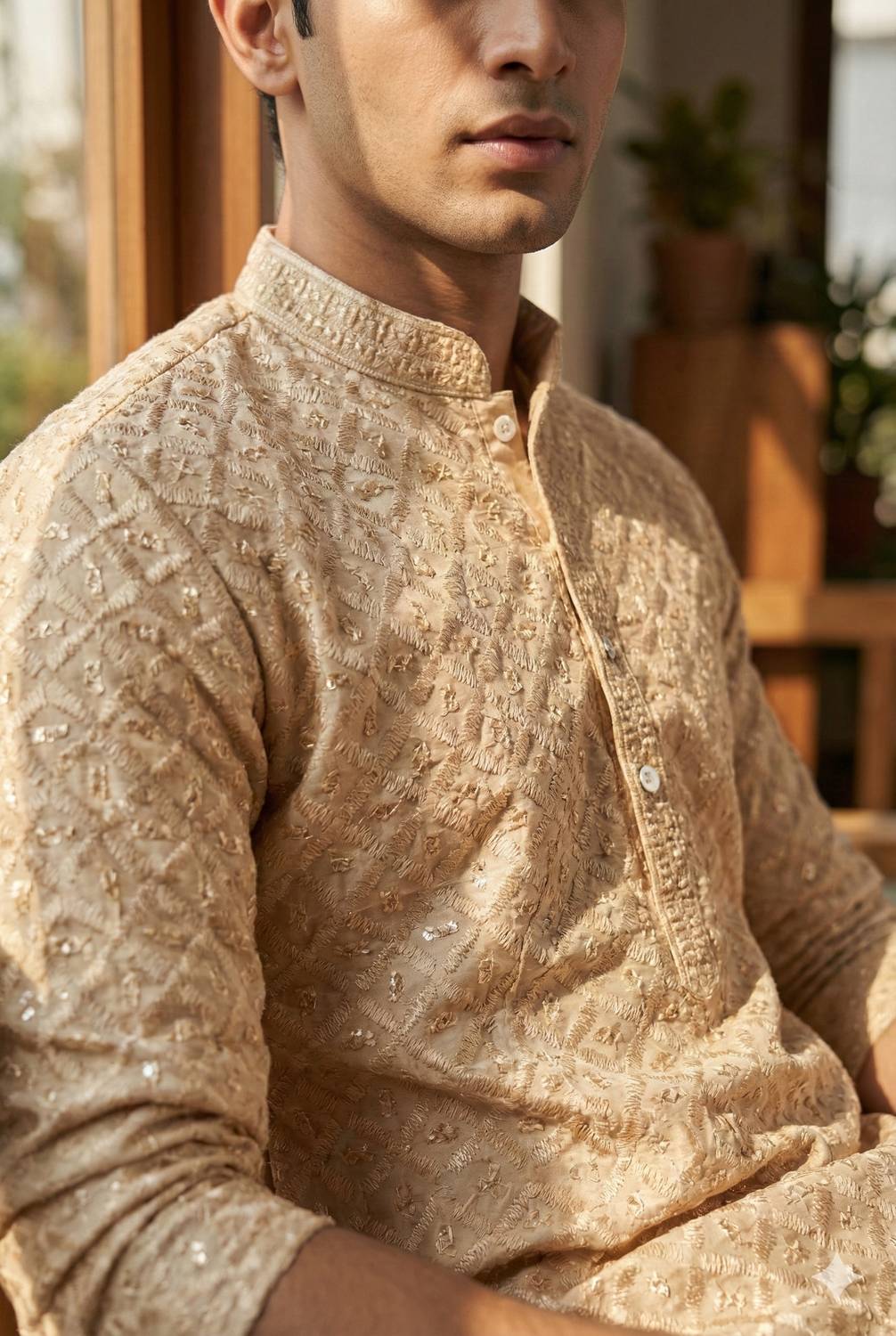 KDENTERPRISE Men Embroidered A-line Kurta - Image 2