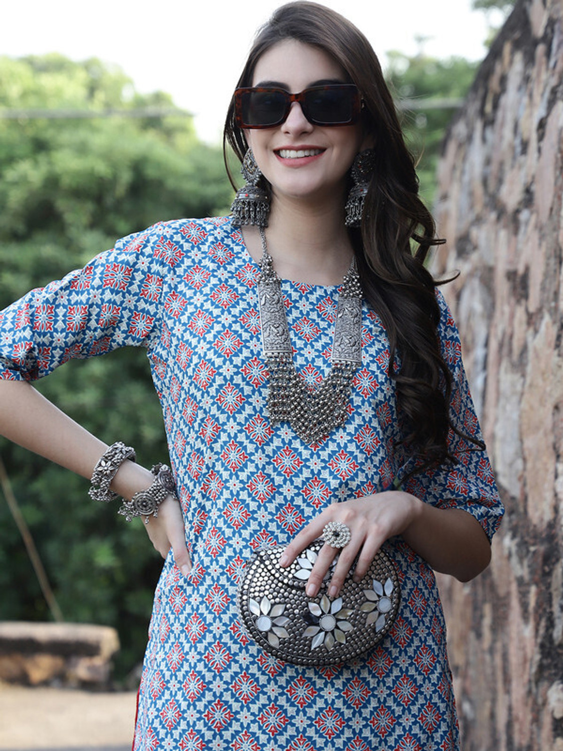 Image of EthnicBasket Women Printed Straight Kurta