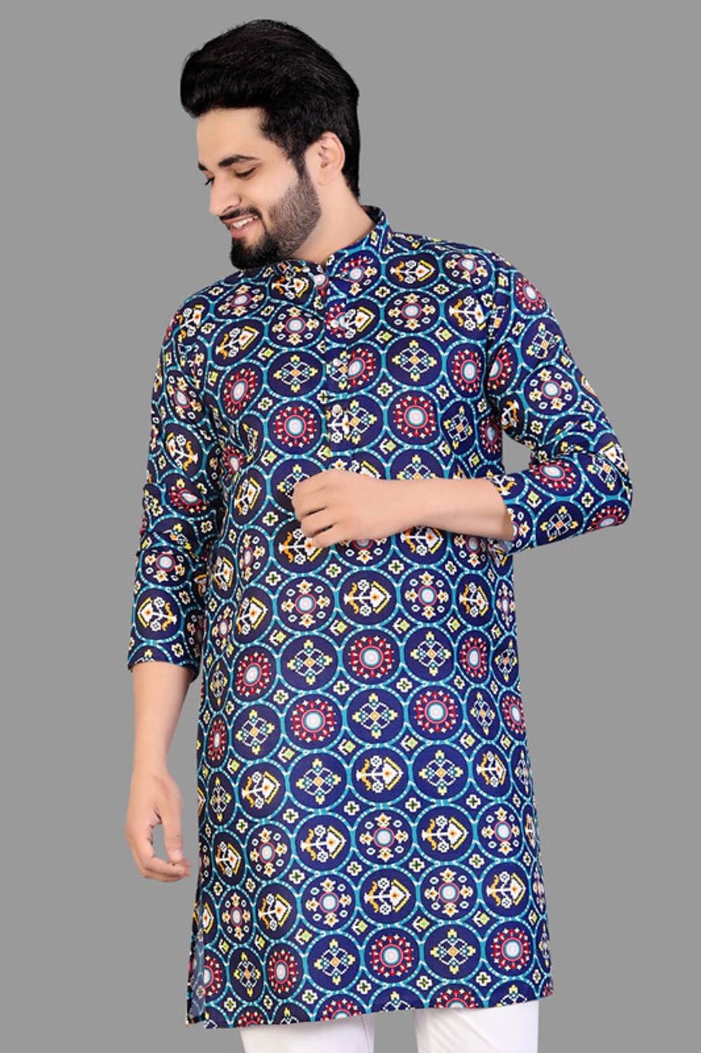 trueoath Men Printed Straight Kurta
