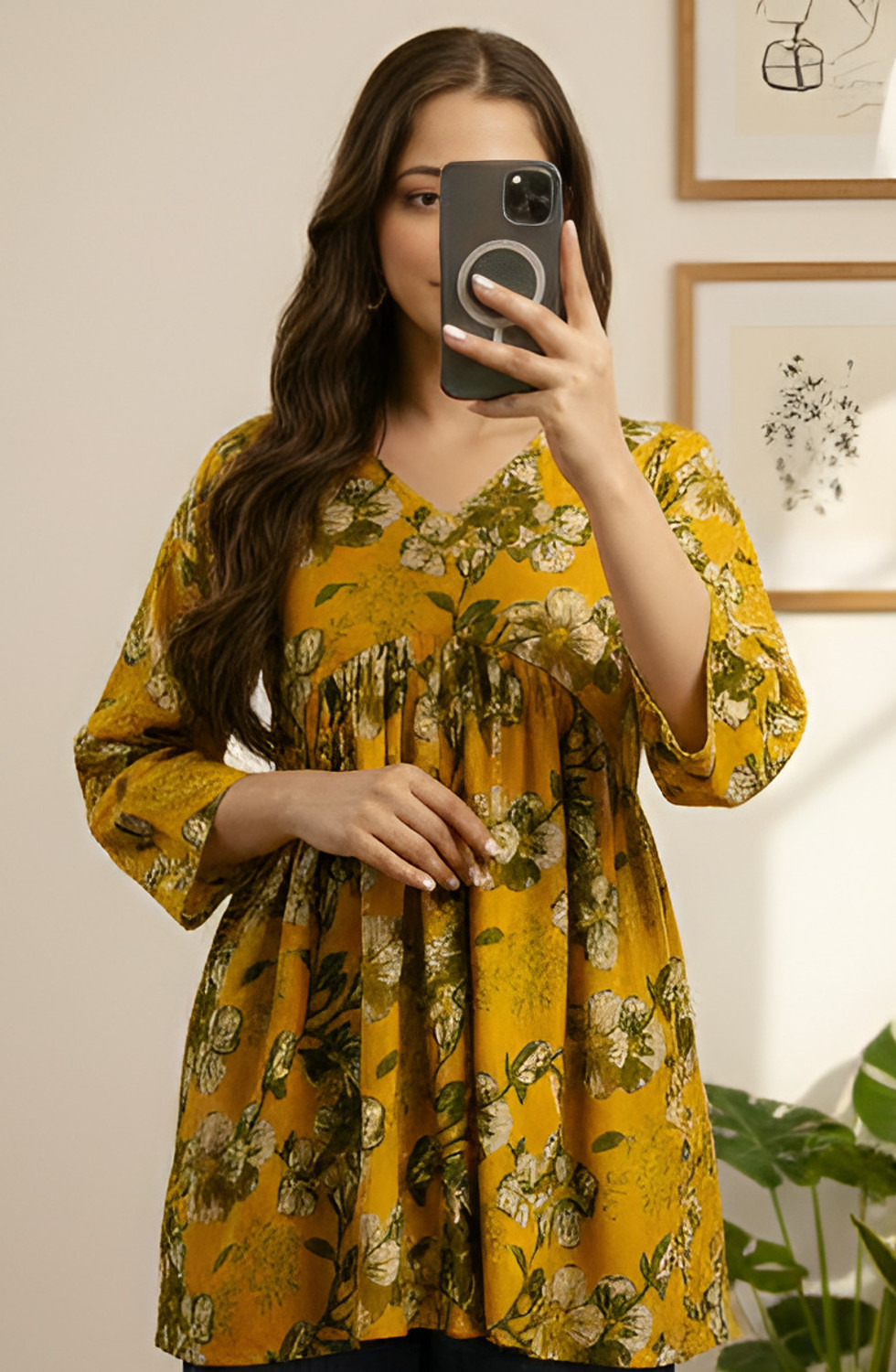 Image of Mialo fashion Women Floral Print Flared Kurta