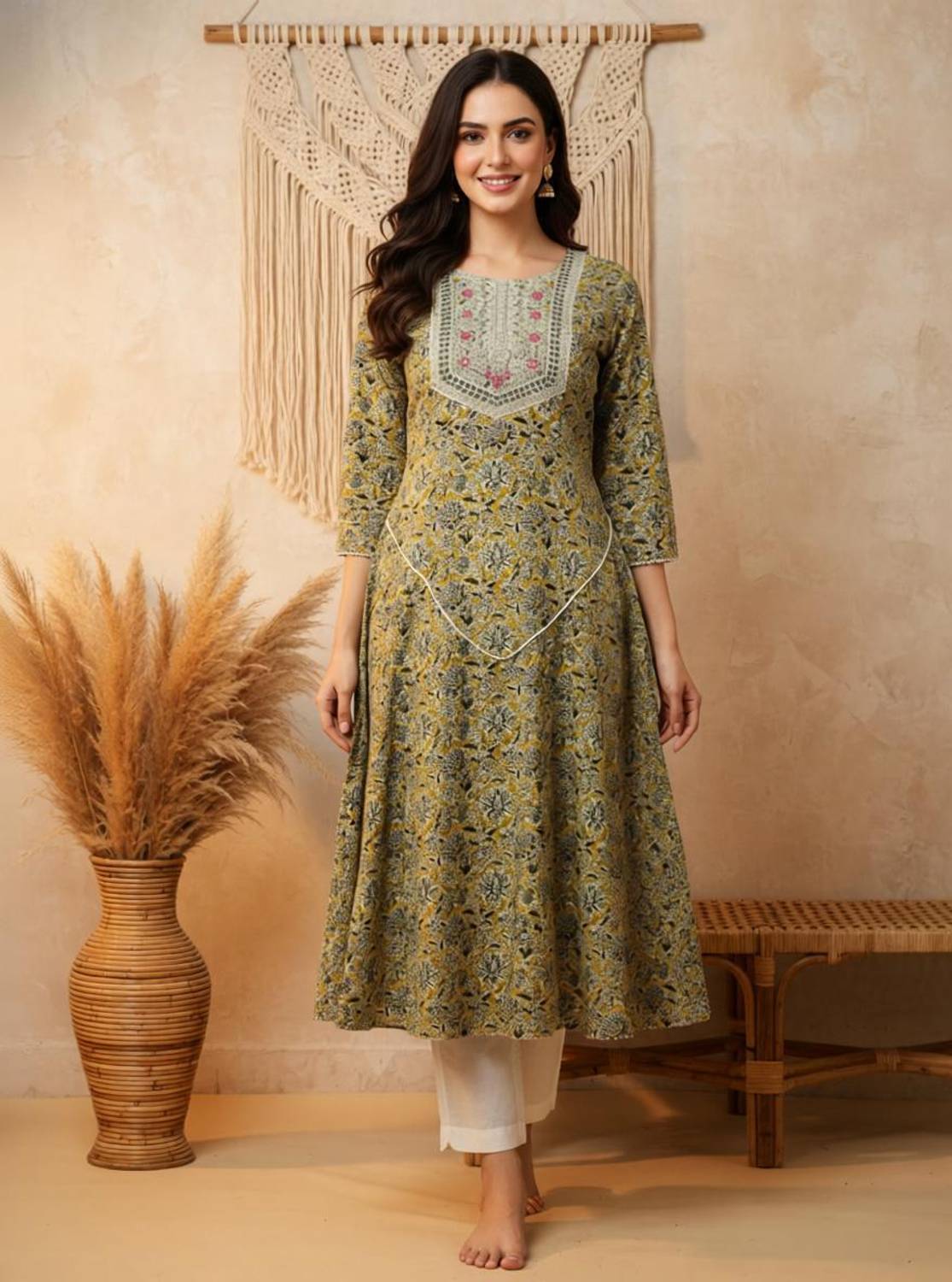 Banwaree Women Printed Anarkali Kurta