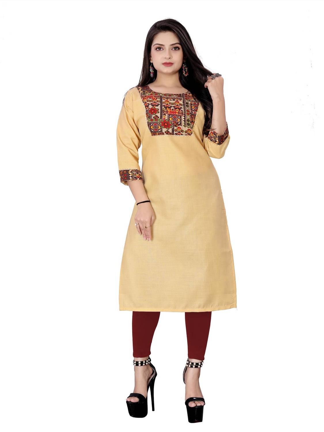 MerakiFab Women Embroidered A-line Kurta