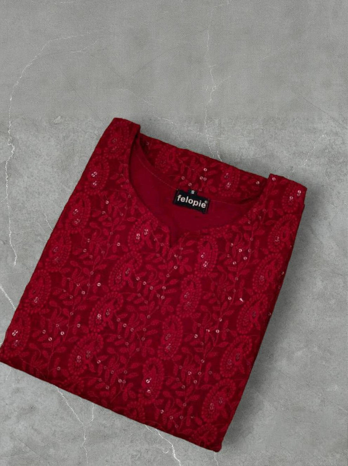 Image of Felopie Women Chikan Embroidery A-line Kurta