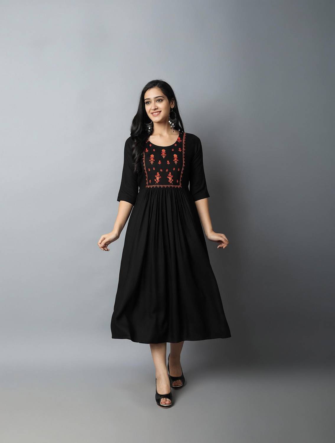 Kriska Women Embroidered A-line Kurta