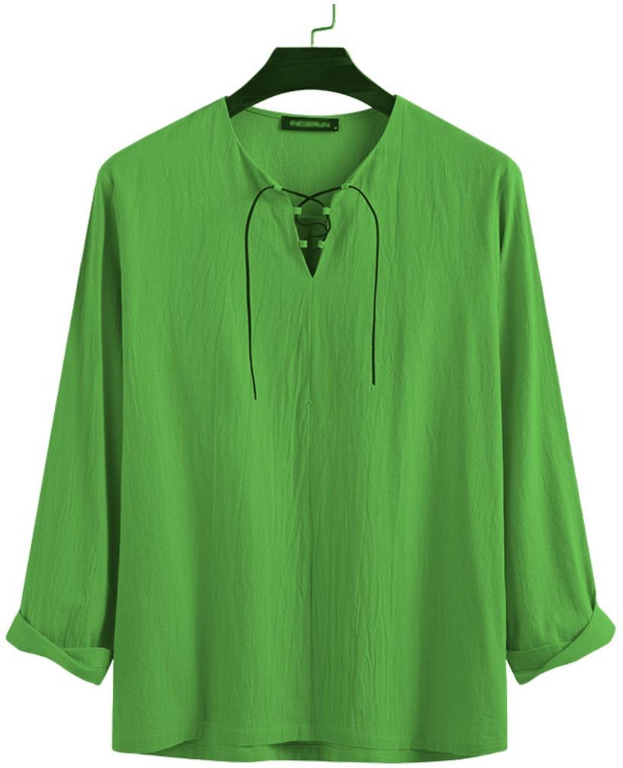 GAINELL Men Solid Straight Kurta Green - Image 1