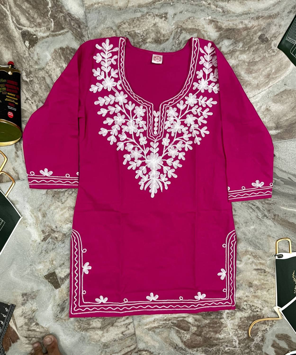 CROWN KING GARMENTS Women Embroidered Pure Cotton Straight Kurta