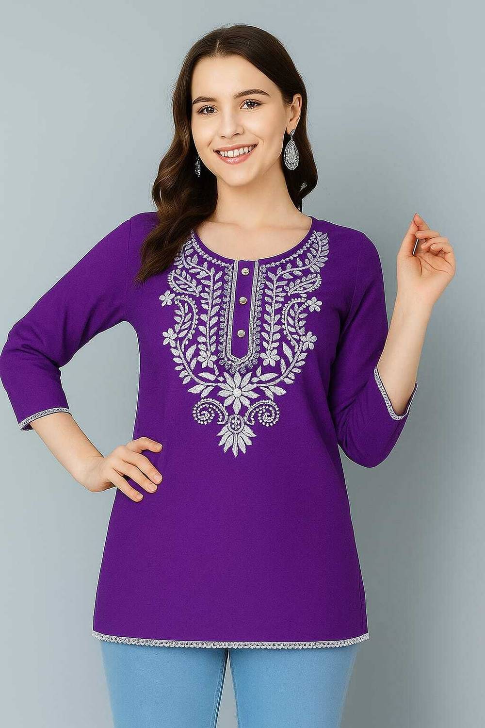 ADAN FABRICS Women Embroidered, Solid Straight Kurta