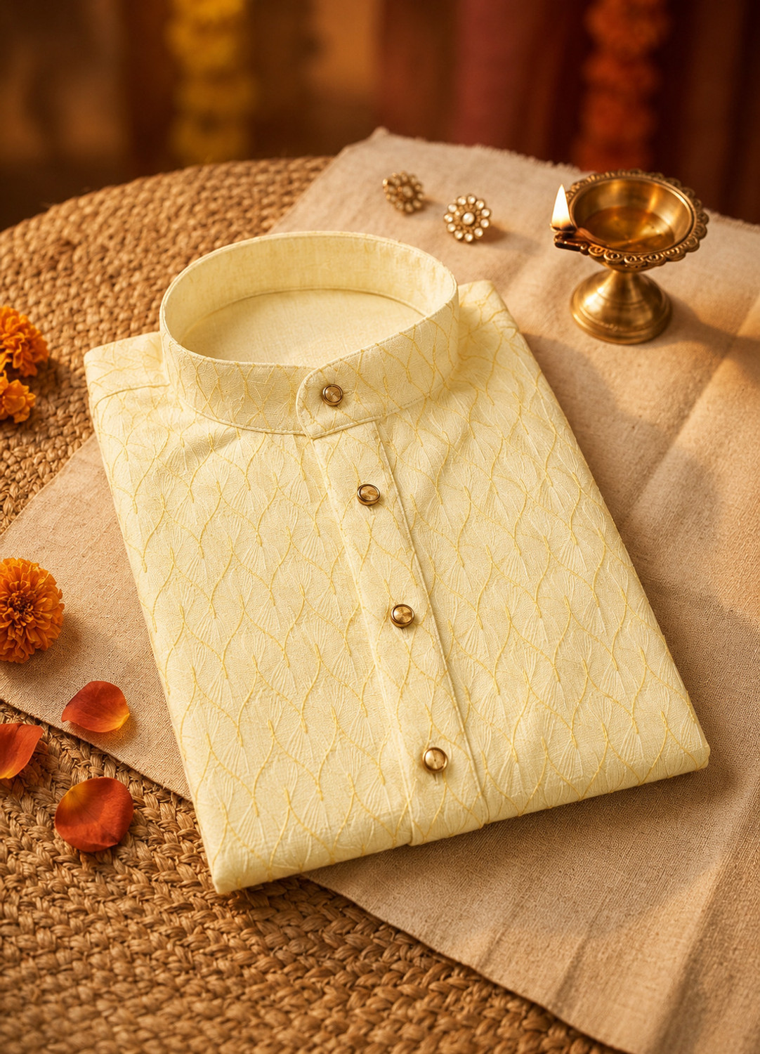 Image of DHASU TRENDZ Men Embroidered Straight Kurta
