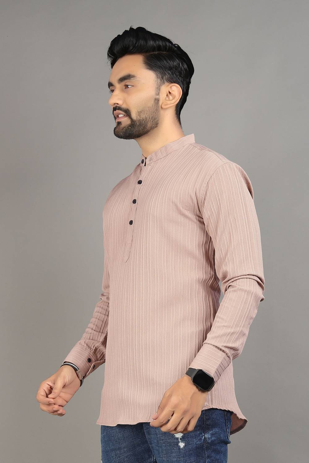 Nofilter Men Beige Solid Straight Kurta - Image 3