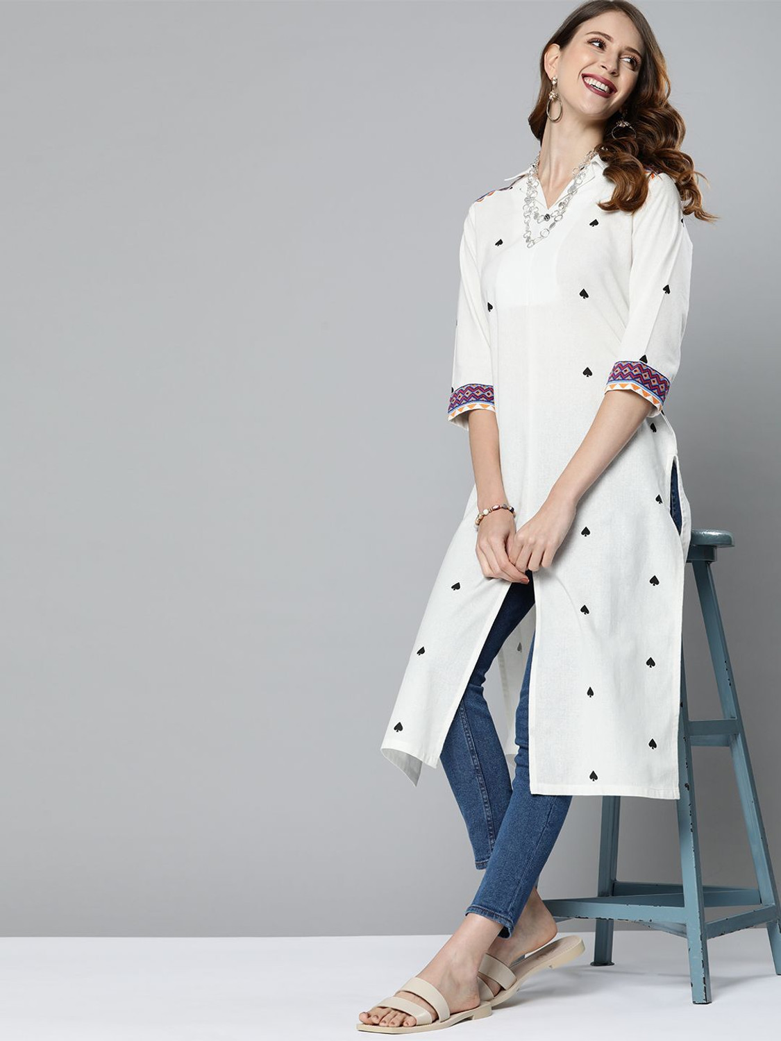 Image of HERE&NOW Women Printed A-line Kurta