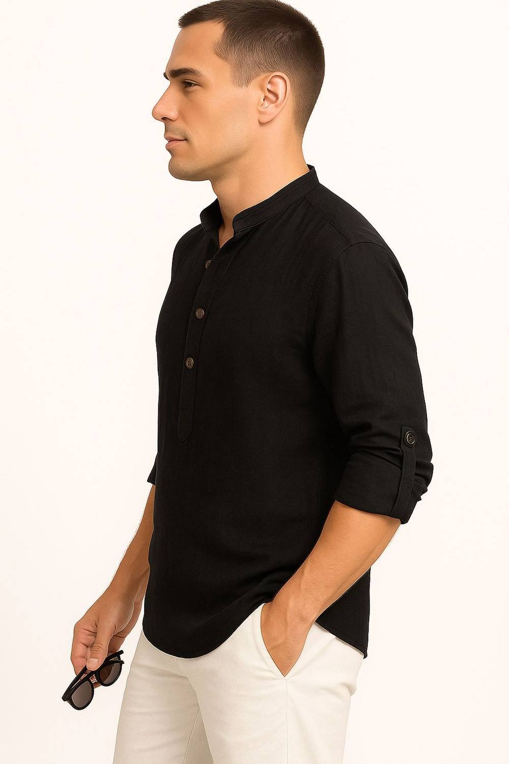 DENEEJA Men Orange Straight Kurta - Image 5