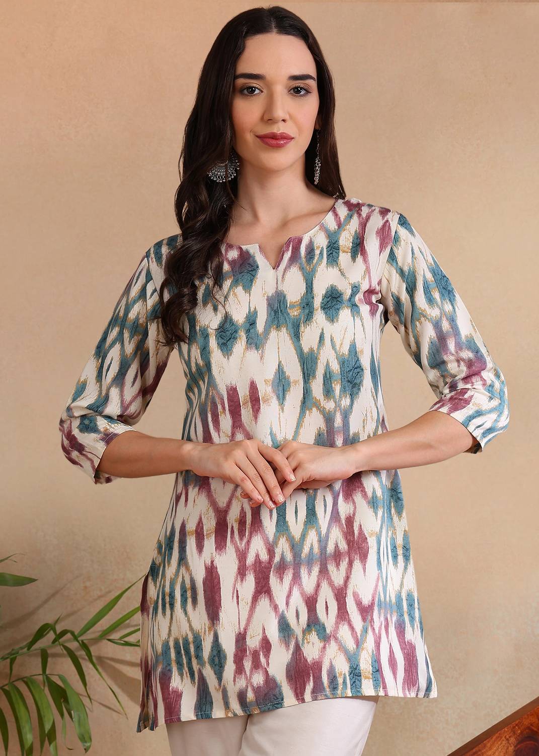 DSK STUDIO Women Geometric Print Cotton Rayon Straight Kurta (Mul