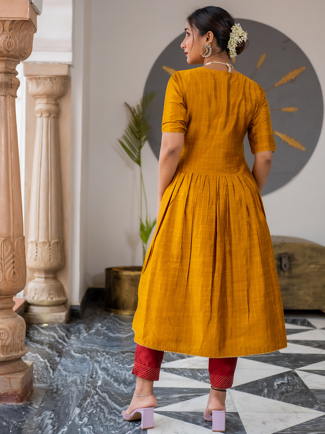 Image of Jaipur Kurti Women Checkered A-line Kurta