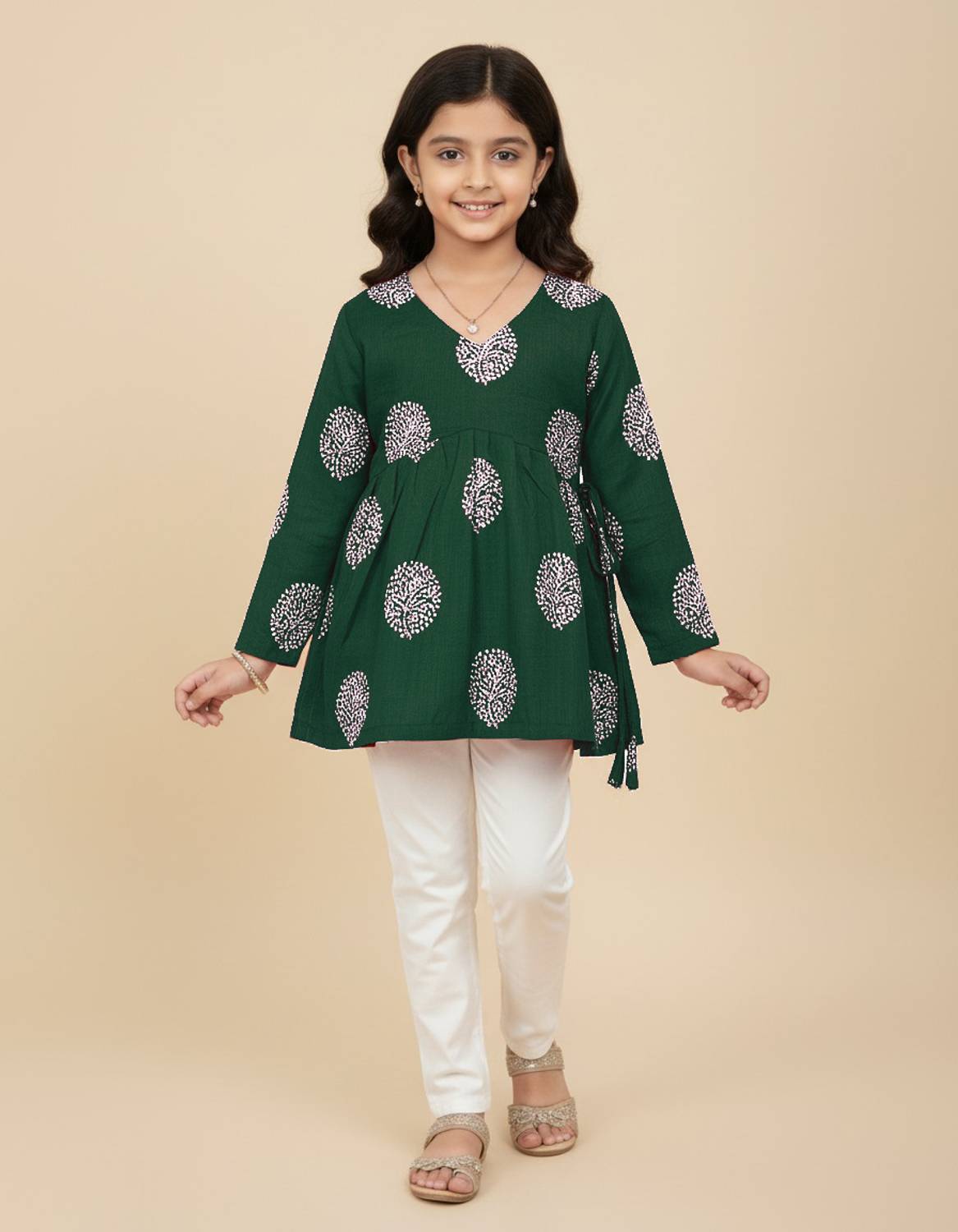 Aarya Designer Girls Chikan Embroidery Flared Kurta