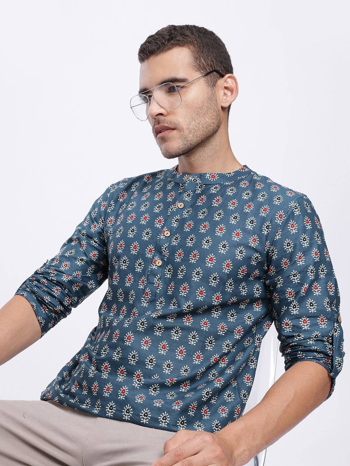 Anouk Rustic Men Printed Straight Kurta