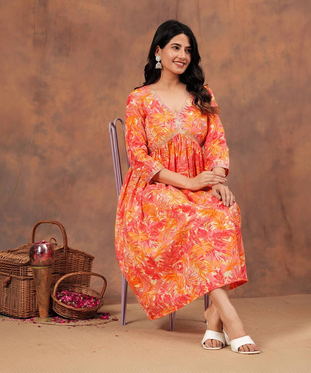Lakshay Fashion Women Embroidered Cotton Blend Anarkali Kurta (Mu