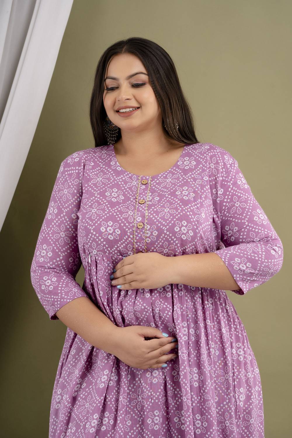 Zyla Women Printed Viscose Rayon Anarkali Kurta (Purple)