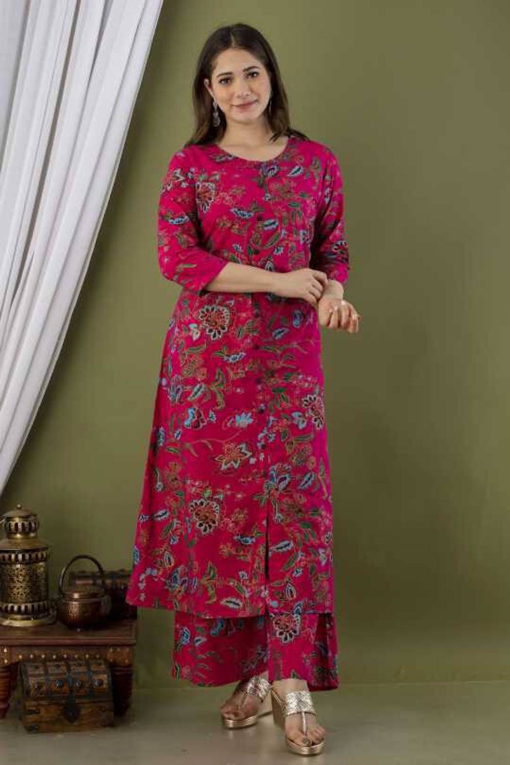Monikacreation Fashion Women Printed Viscose Rayon A-line Kurta (