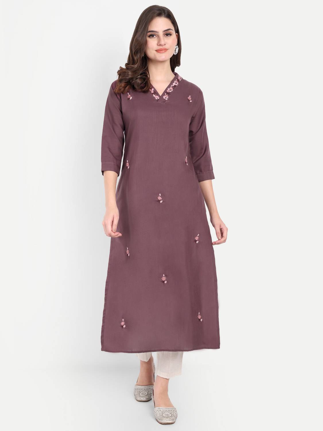 4U Fashion Women Solid Straight Kurta
