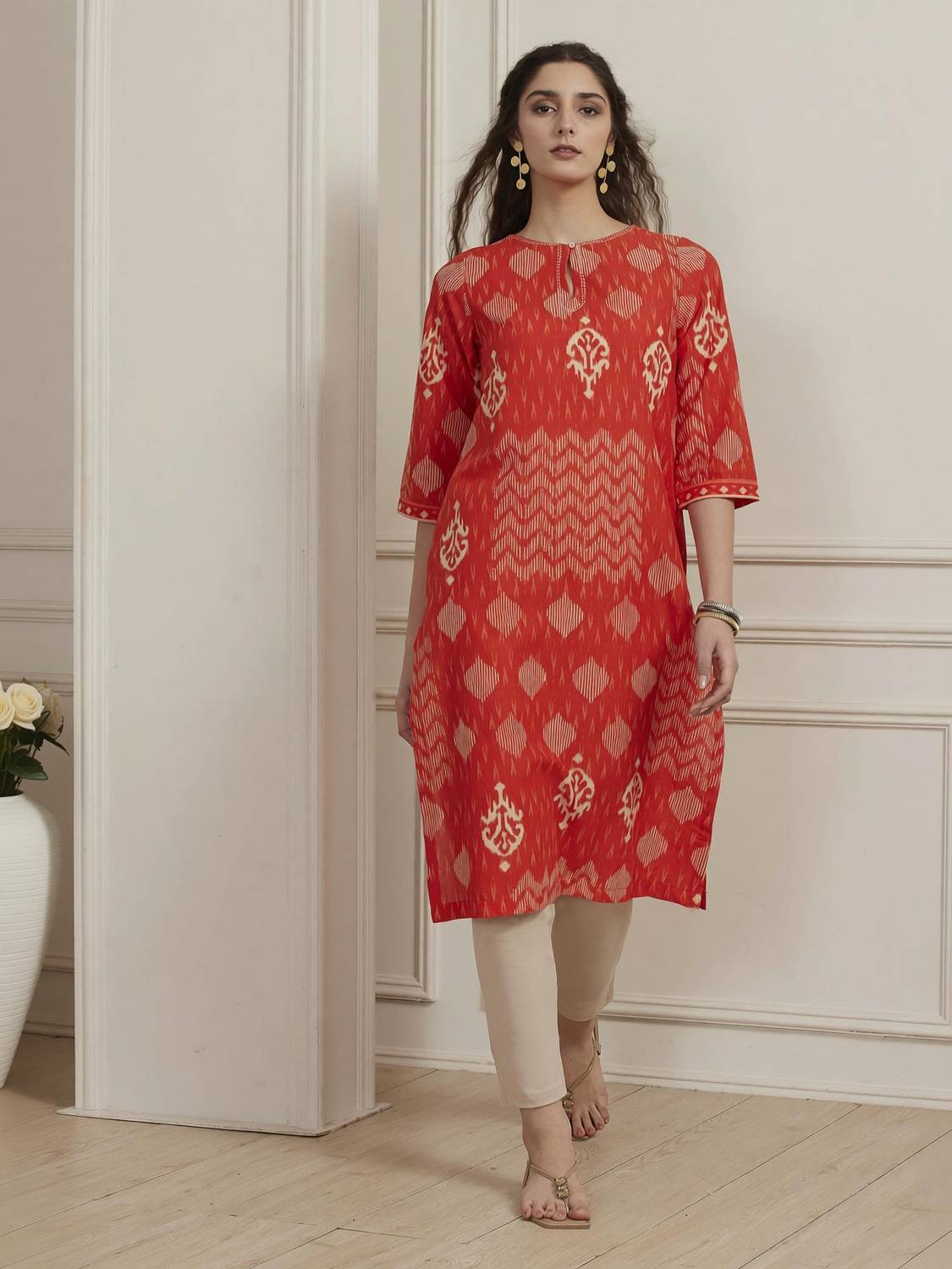 BIBA Printed Pure Cotton Straight Kurta for Women