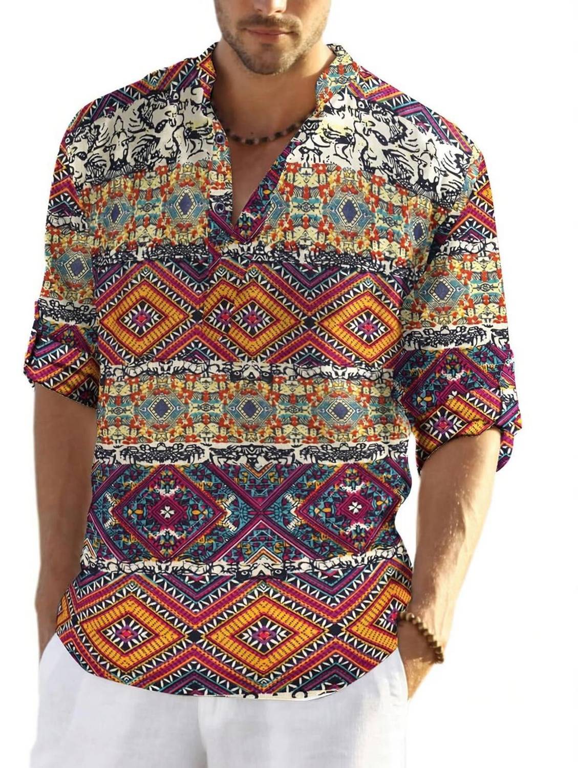 HEMADHAV Men Yellow Printed Straight Kurta - Image 1