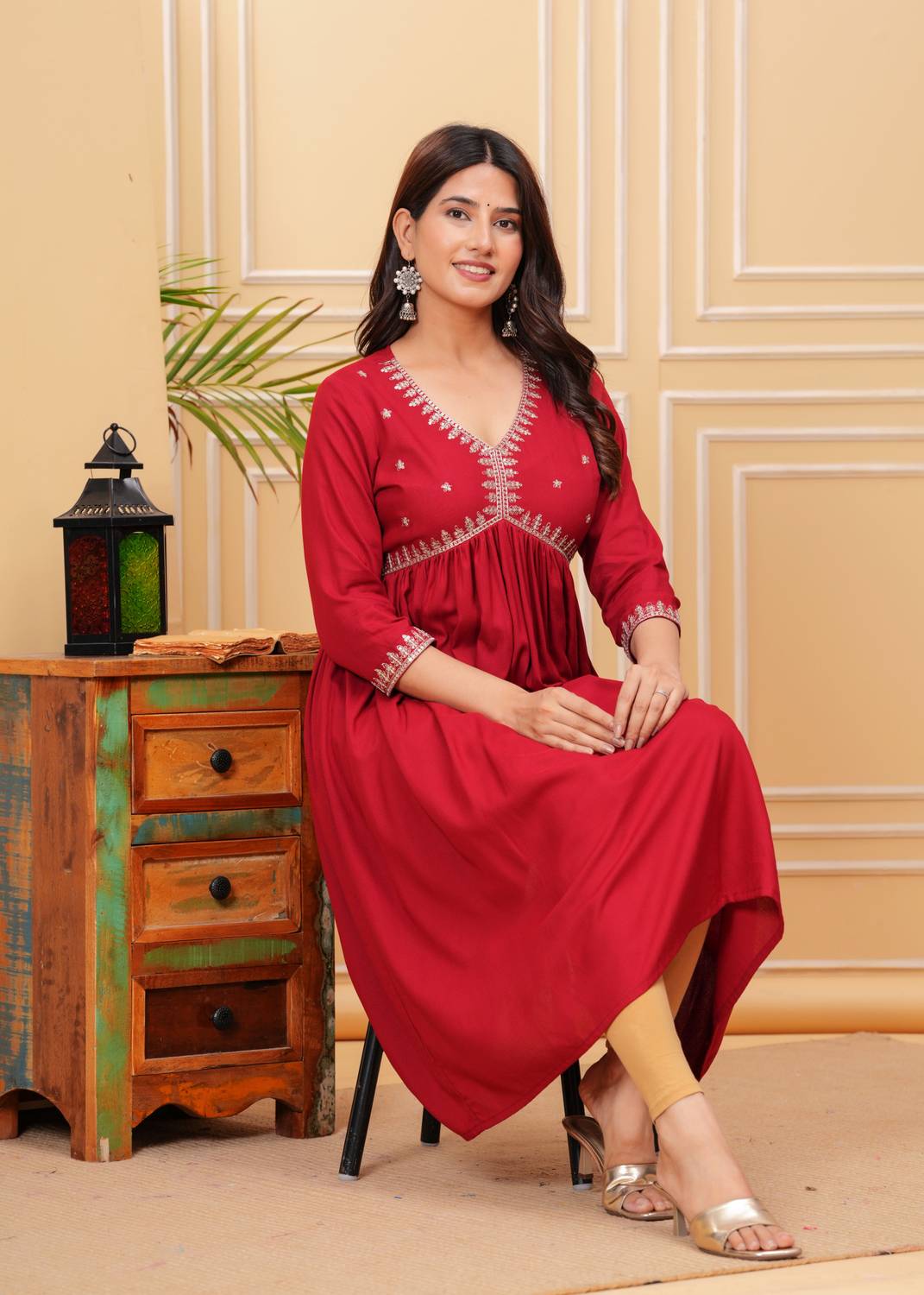Lakshay Fashion Women Embellished Viscose Rayon Anarkali Kurta (R