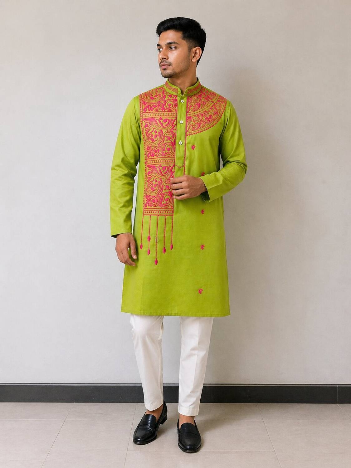 Barshaa Embroidered Pure Cotton Pakistani Kurta for Men