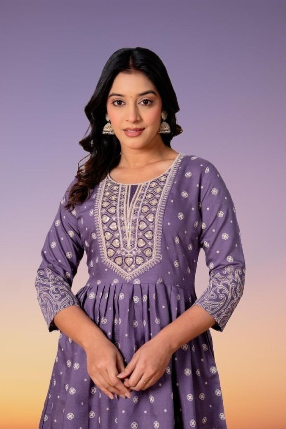 Image of DCEE PLUS Women Printed, Embroidered Anarkali Kurta