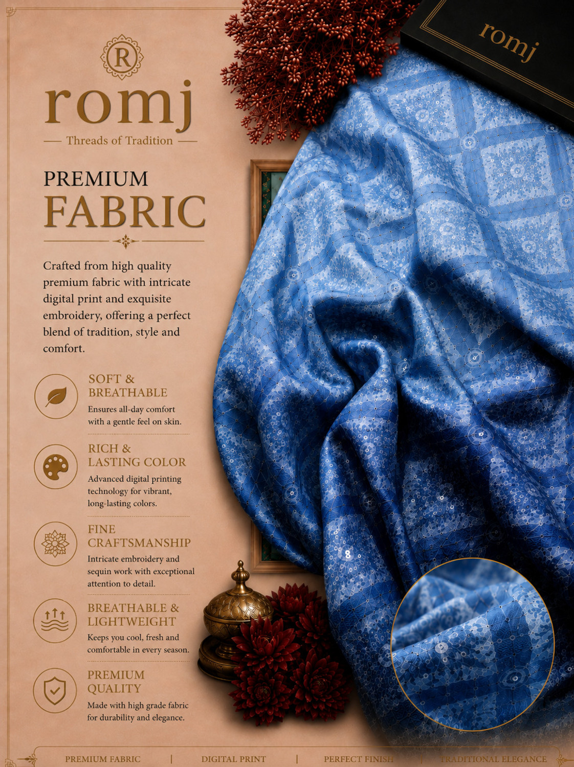 Image of romj Men Embroidered Straight Kurta