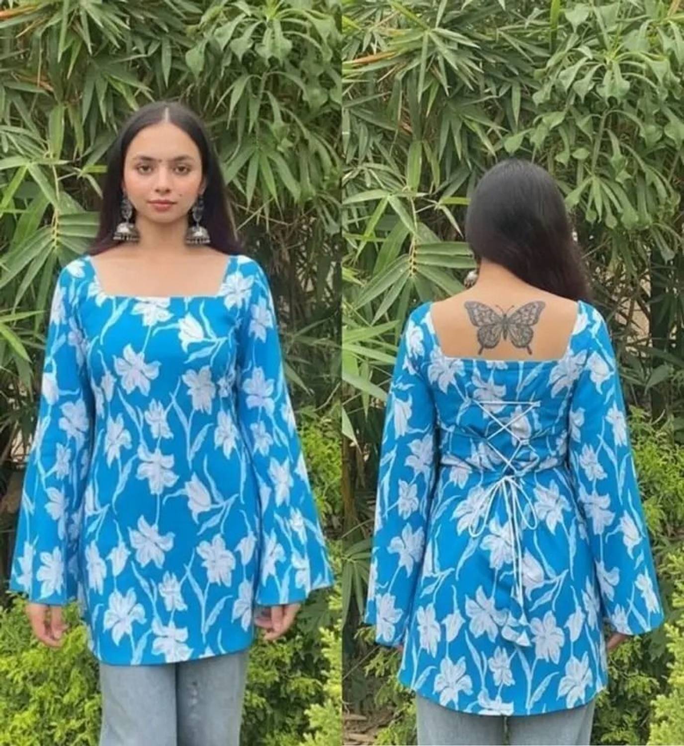 Bhavna Fashion Women Abstract, Floral Print Straight Kurta