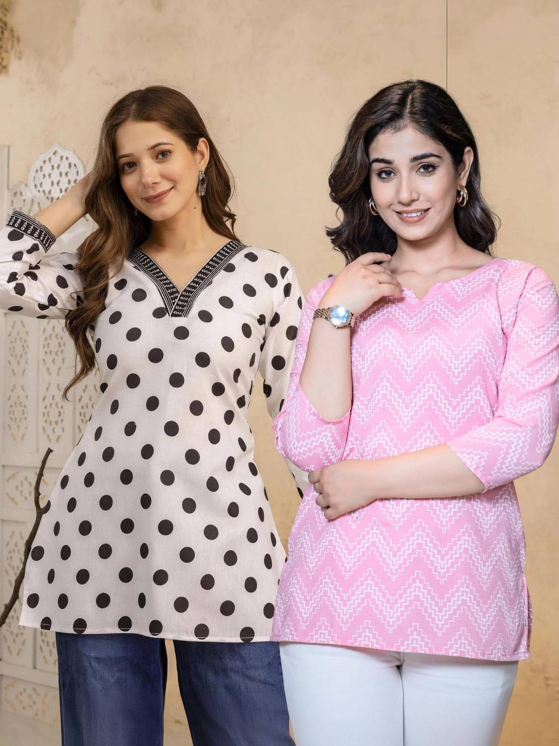 Adnika collection Casual Floral Print Women Pink, White Top