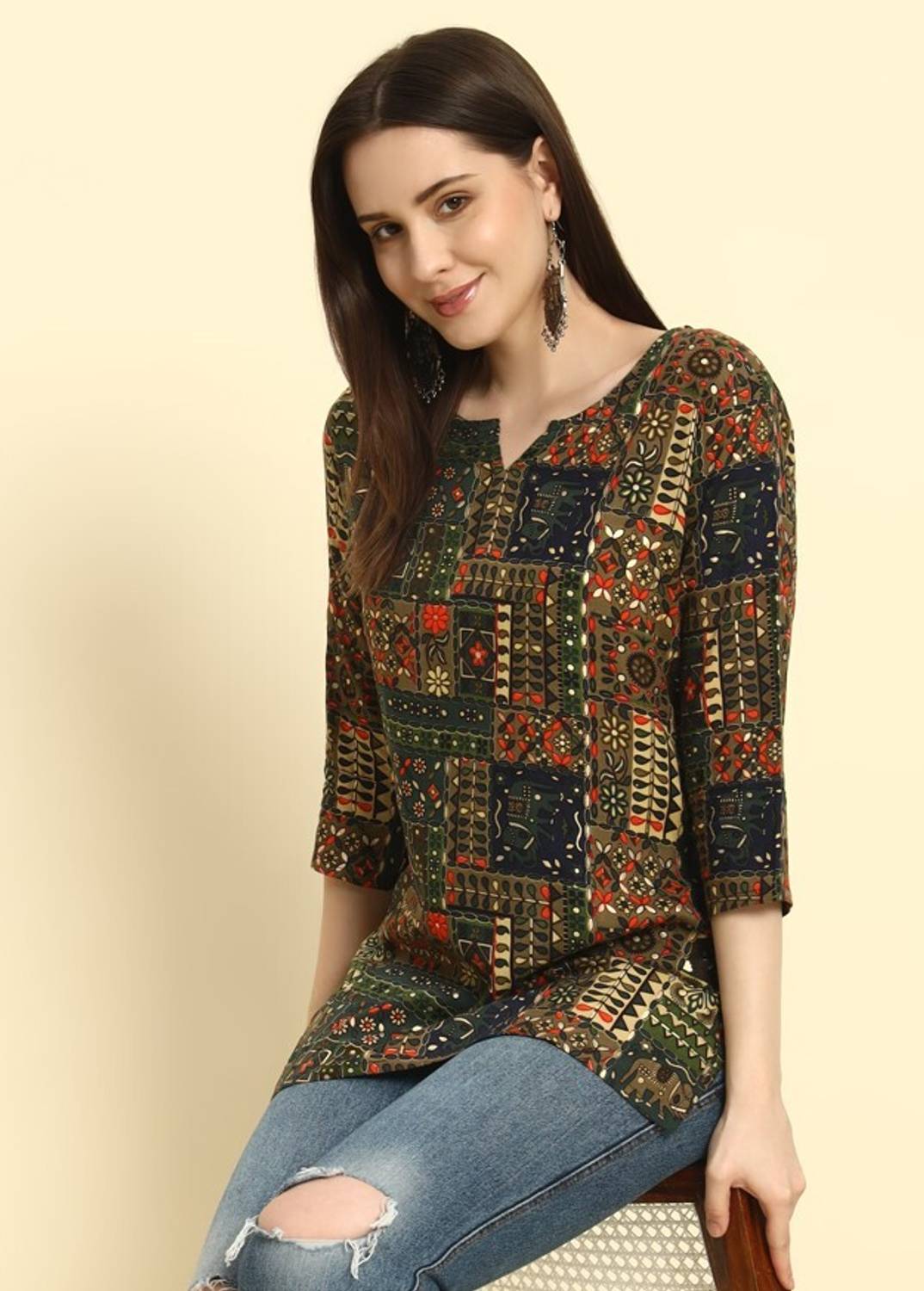 Mialo fashion Women Printed Viscose Rayon Straight Kurta (Dark Bl
