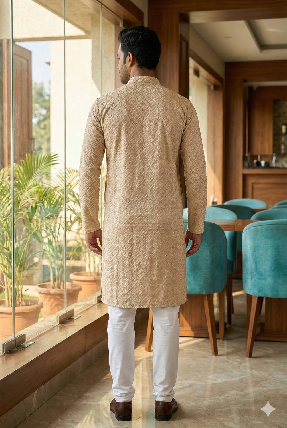 KDENTERPRISE Men Embroidered A-line Kurta - Image 4
