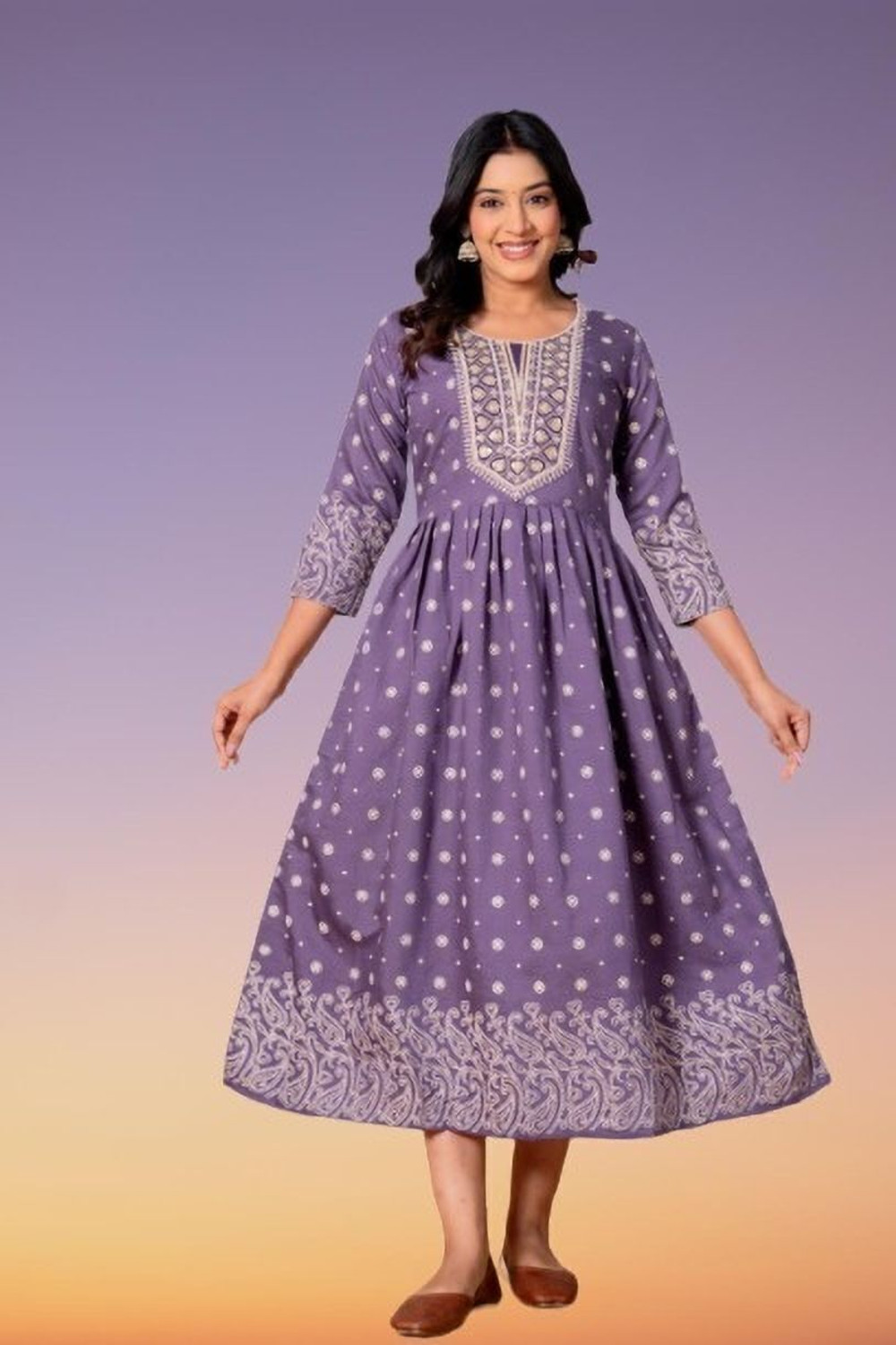 Image of DCEE PLUS Women Printed, Embroidered Anarkali Kurta