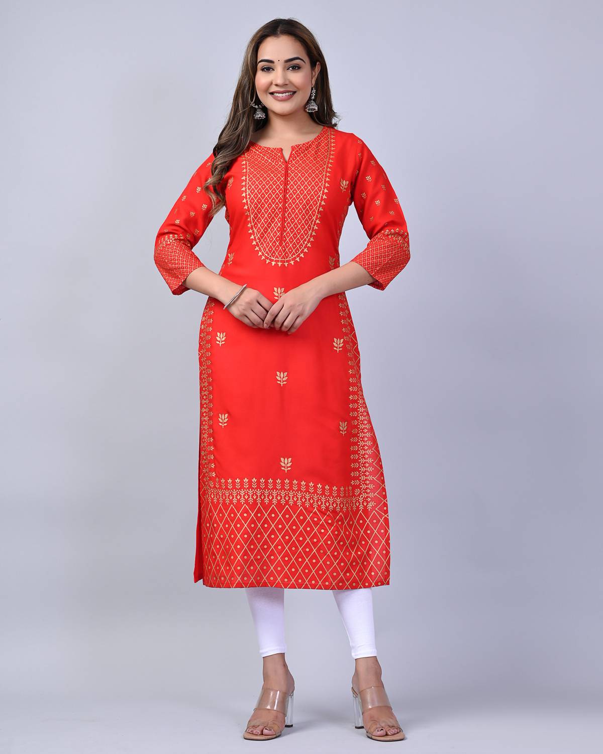 Ankhnoor Women Printed Straight Kurta