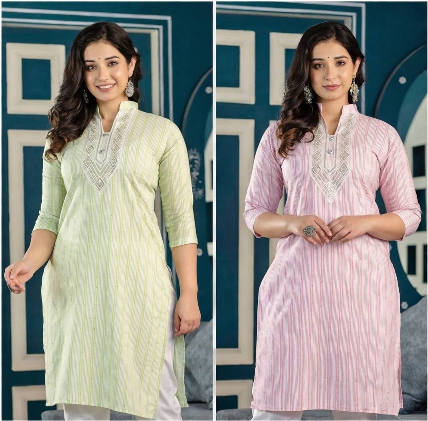 ATTIREGURU Women Embroidered Straight Kurta