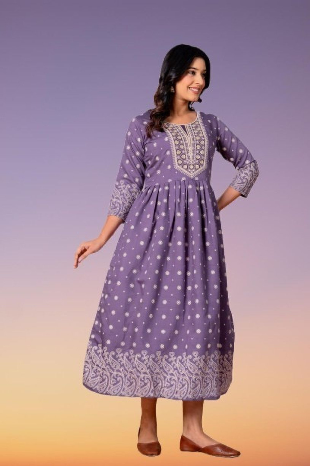 Image of DCEE PLUS Women Printed, Embroidered Anarkali Kurta