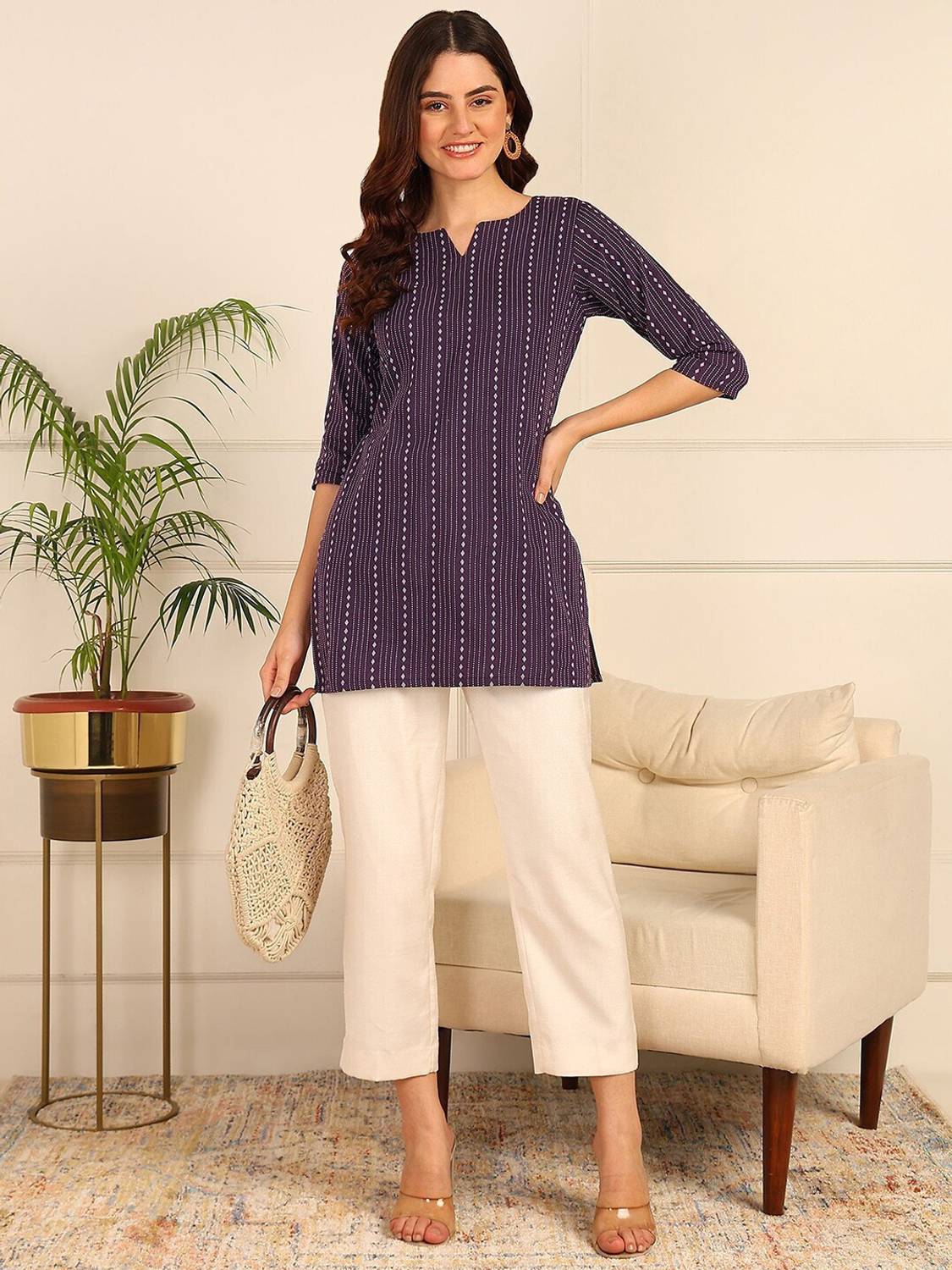gfashion Women Striped Viscose Rayon Straight Kurta (Multicolor)