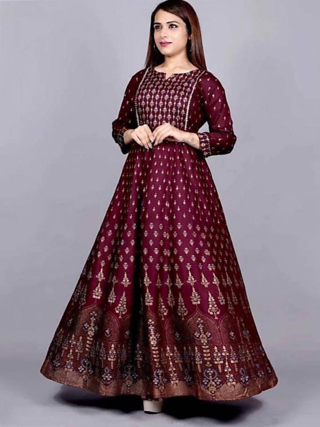 Yashvi Art Women Purple Printed Anarkali Kurta - Image 1