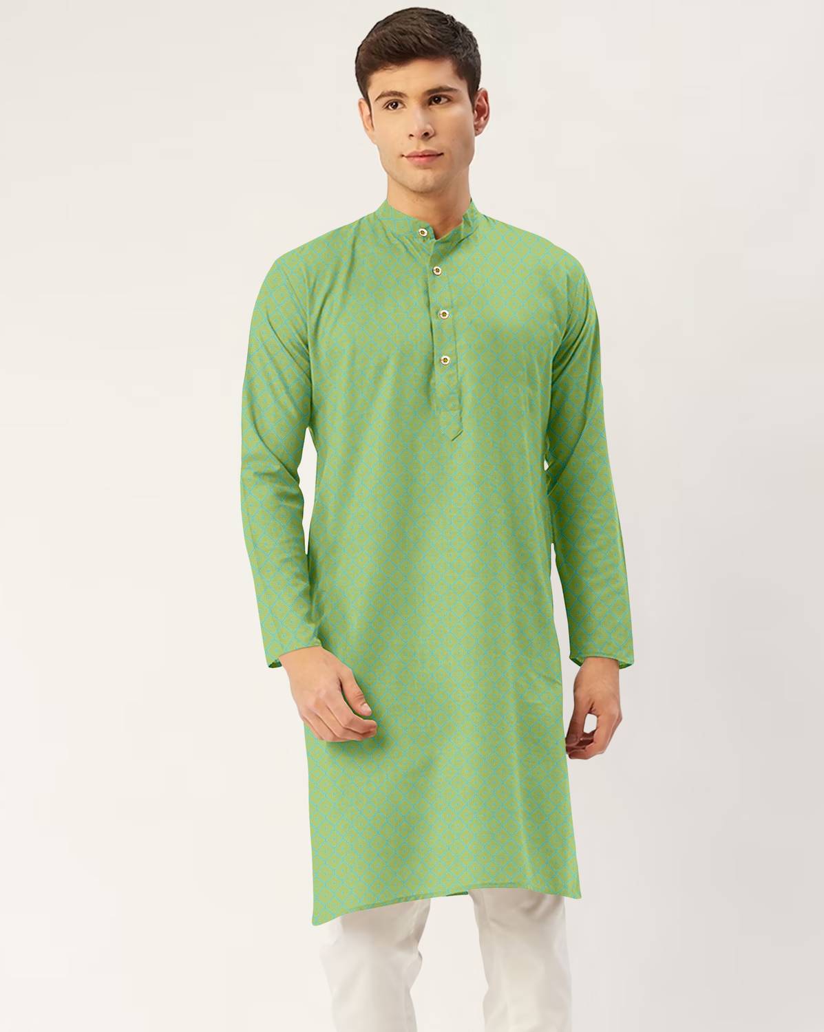 CHIRASVI Men Geometric Print Straight Kurta