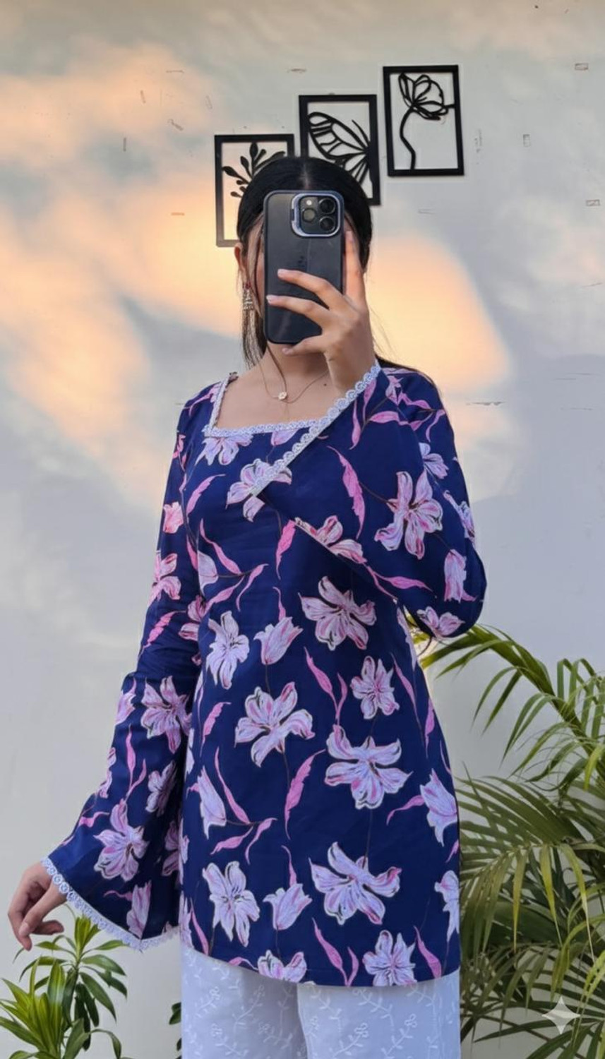 Image of NEW4U Women Floral Print A-line Kurta
