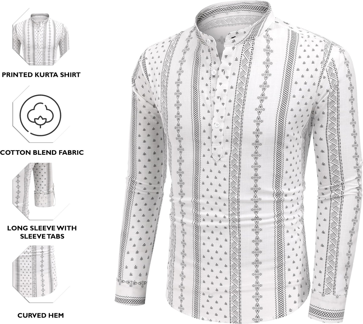 Image of CALLIDAM Men Printed Straight Kurta