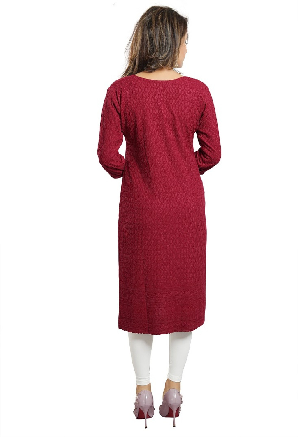Image of Dream & Dzire Women Chikan Embroidery Straight Kurta