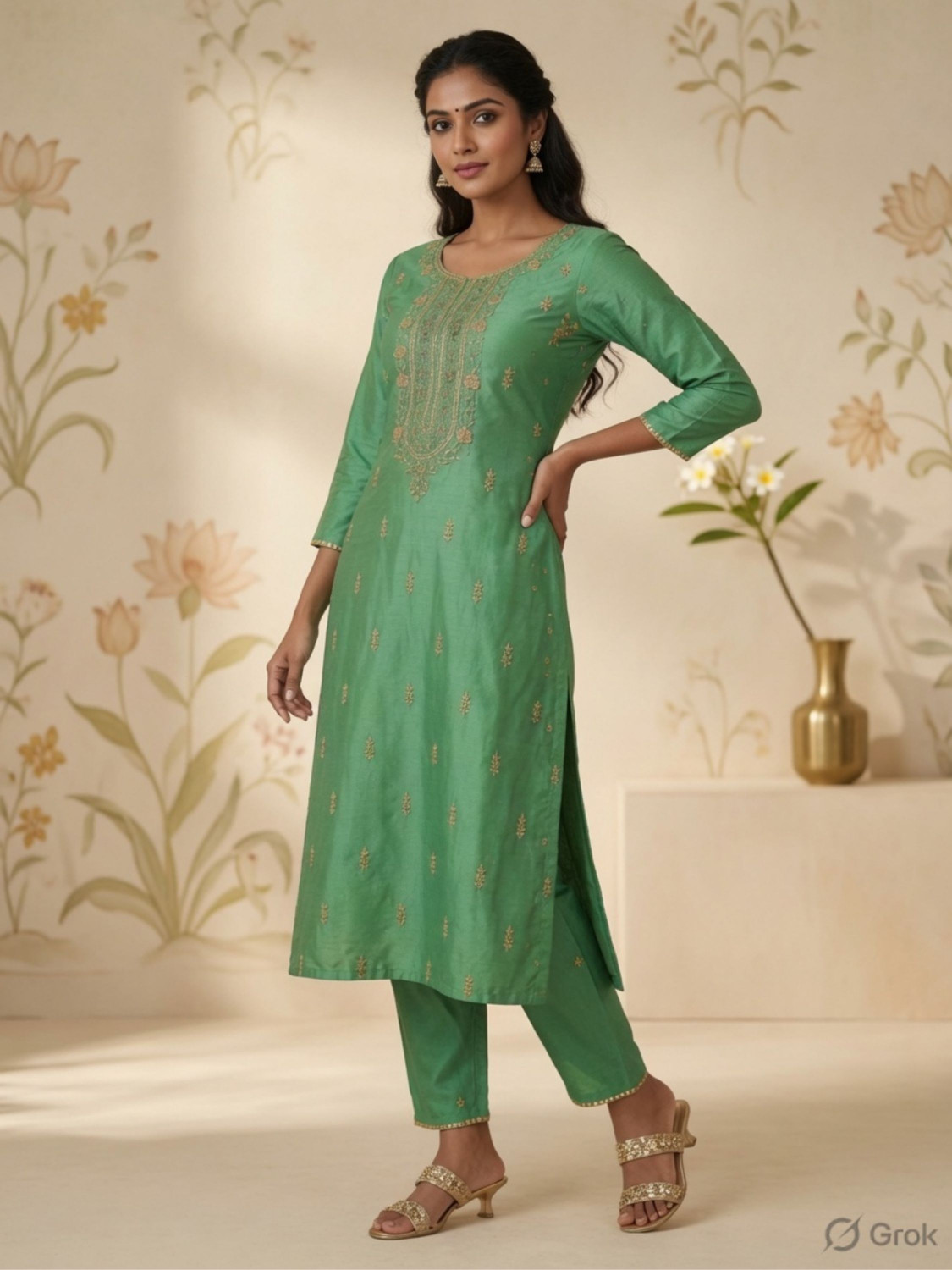 Image of Niza Fashion Women Embroidered Straight Kurta