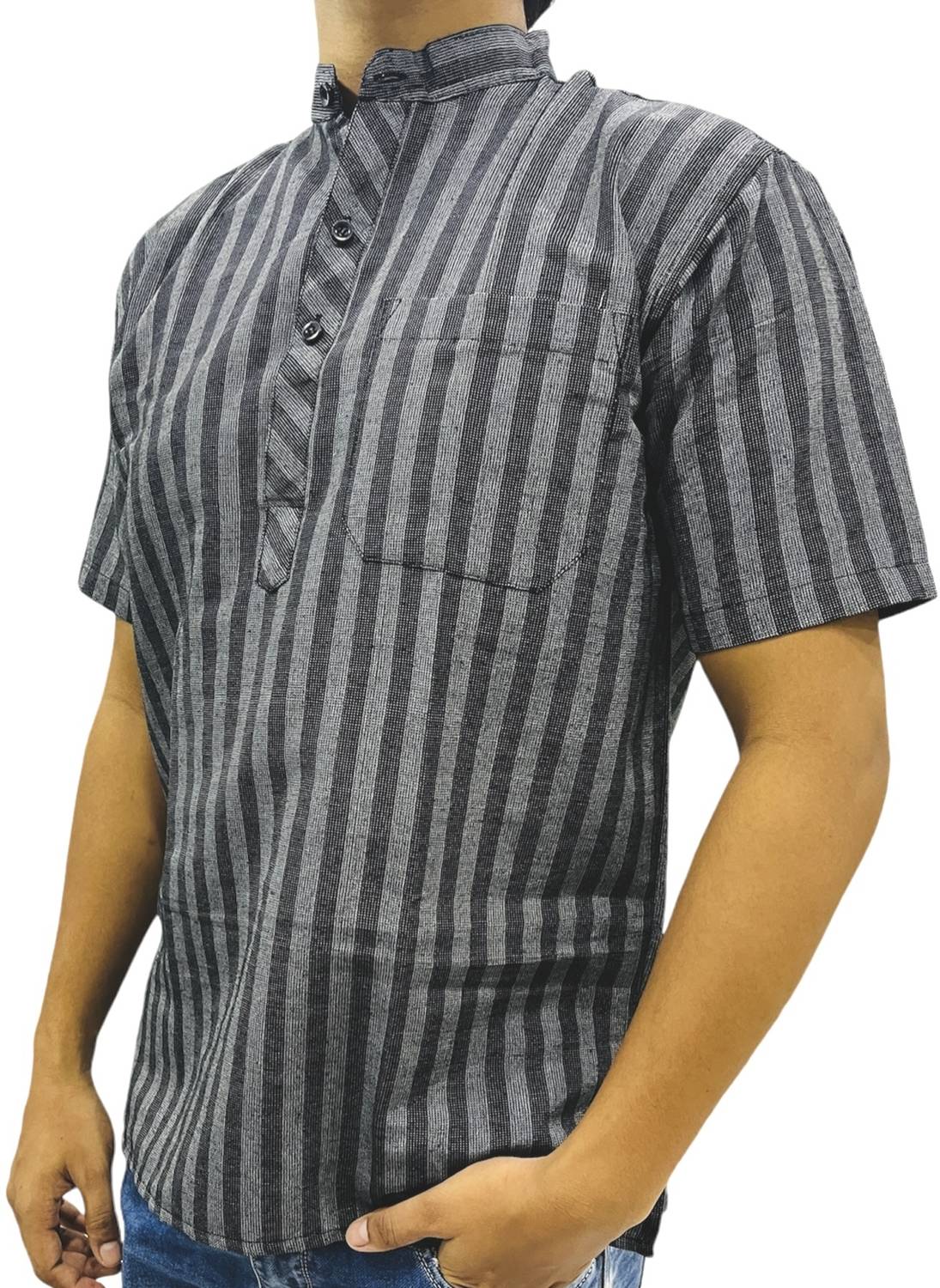 MSF Men Striped Straight Kurta