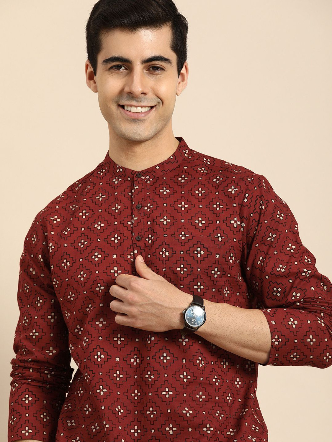 Image of ANOUK Men Printed Straight Kurta