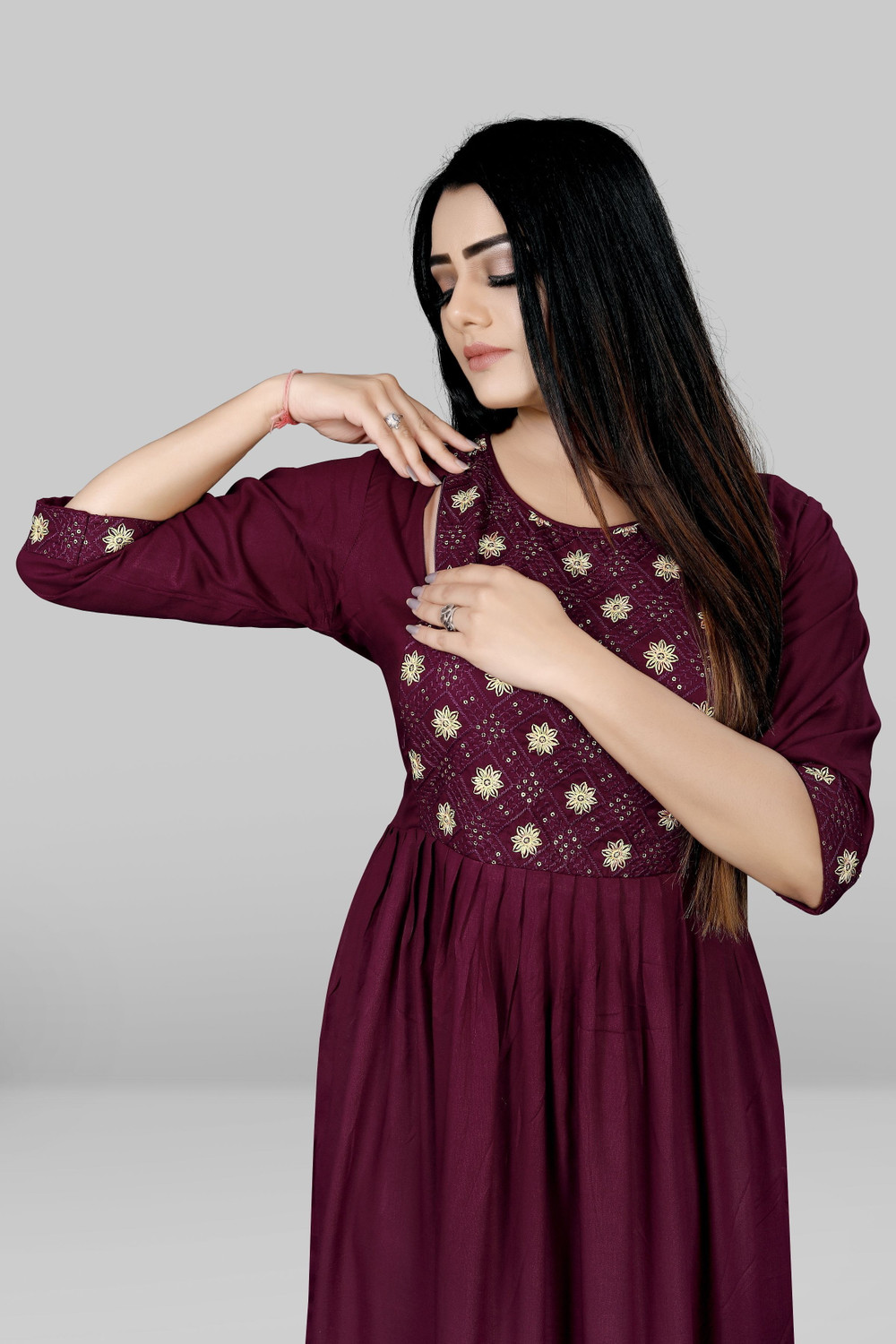 Image of sheladiya Women Fit and Flare Multicolor Midi /Calf Length Dress