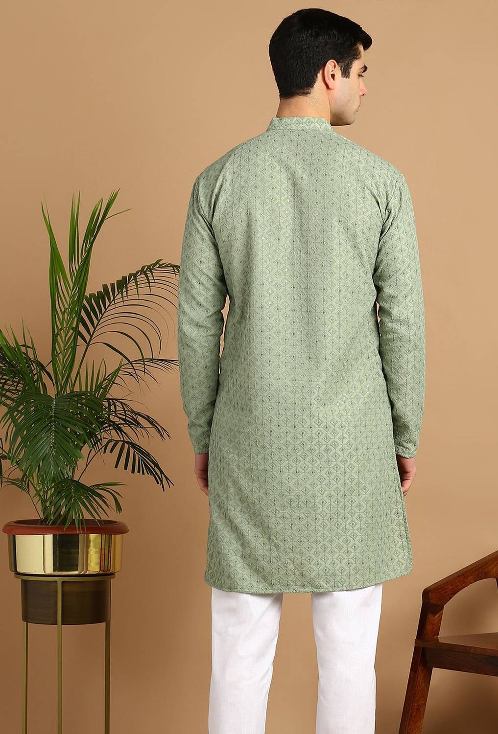 FUBAR Men Chikan Embroidery Straight Kurta - Image 2